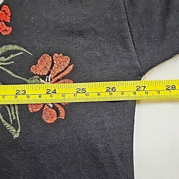 Jessica Simpson floral embroider sweatshirt tunic dress black coral lace up side - Picture 9 of 10